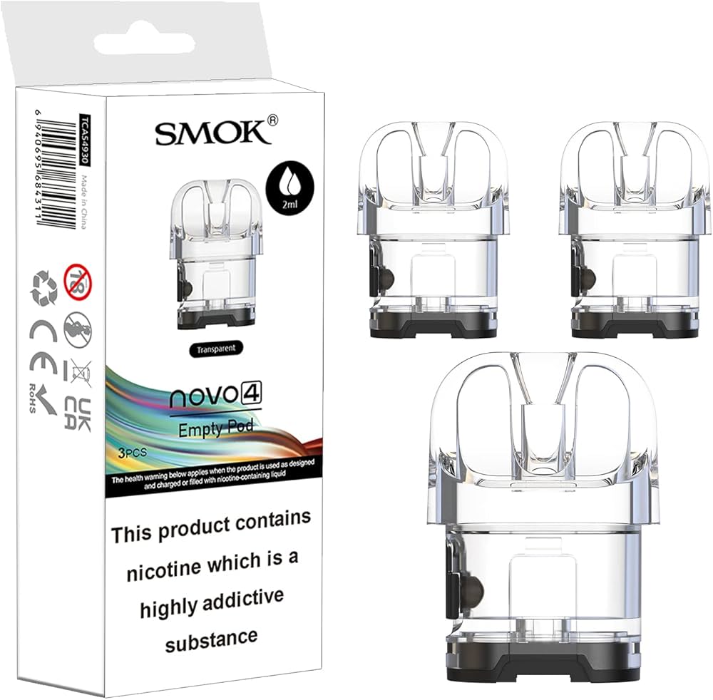 SMOK Novo 4 Empty Pods (Clear) (Pack of 3)